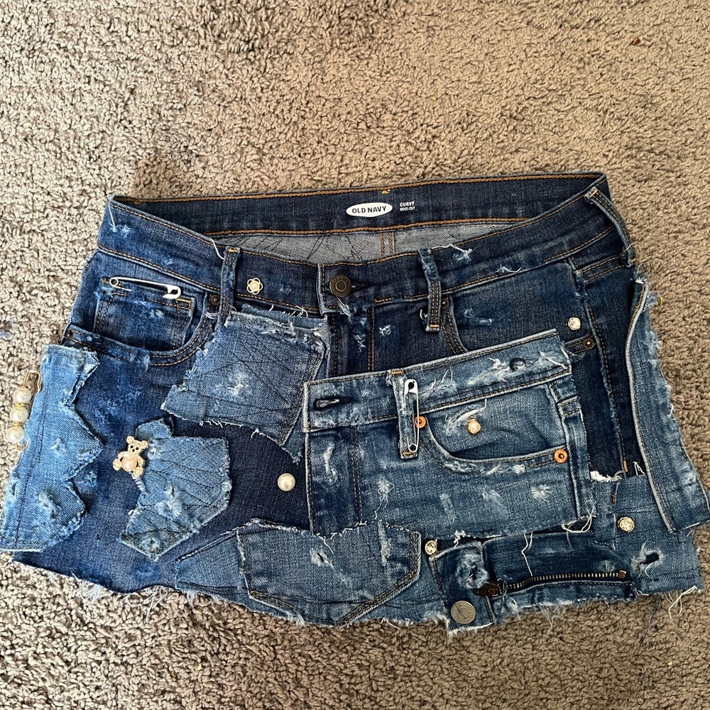 Old Navy Distressed Blue Denim Skirt